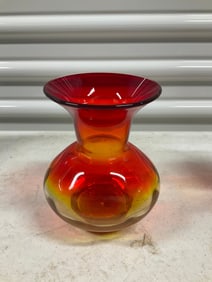 mcm blenko hand blown art glass vase 6.5" tall