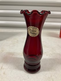 Anchor Hocking Royal Ruby Vase Stands 6" tall