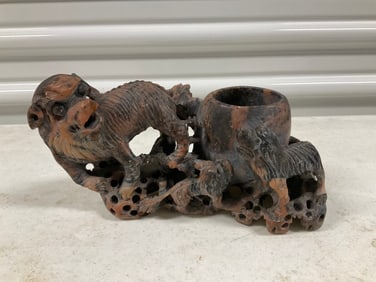 soapstone statue with well 8x5"