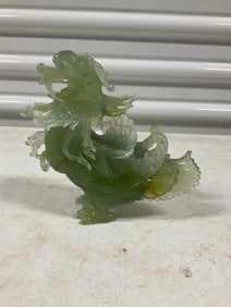 early jade dragon statue 7" tall no damage