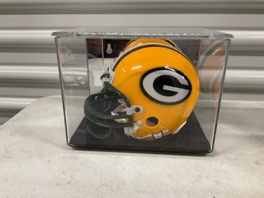 green bay packers mini helmet in shadow box