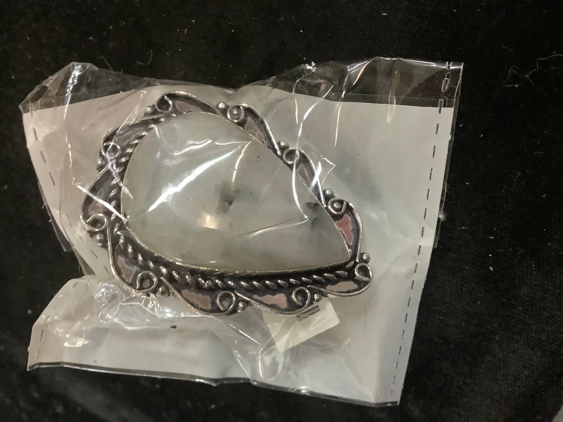 NEW german silver ring rainbow moon stone size 9 (1 of 1)