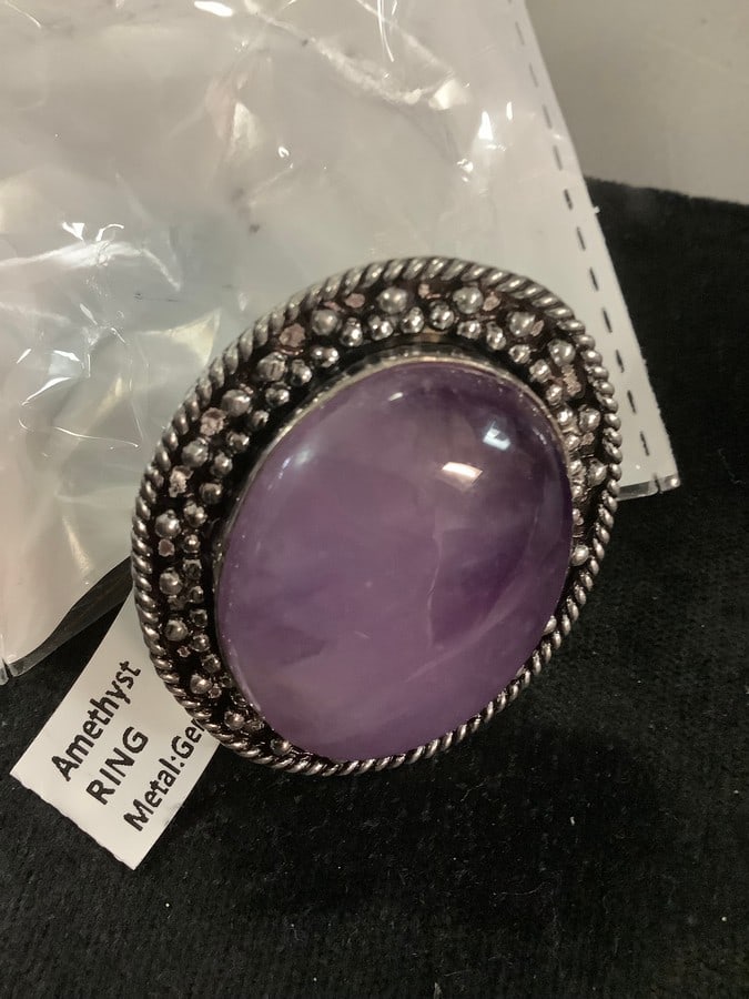 NEW german silver ring Amethyst size 8 (1 of 1)