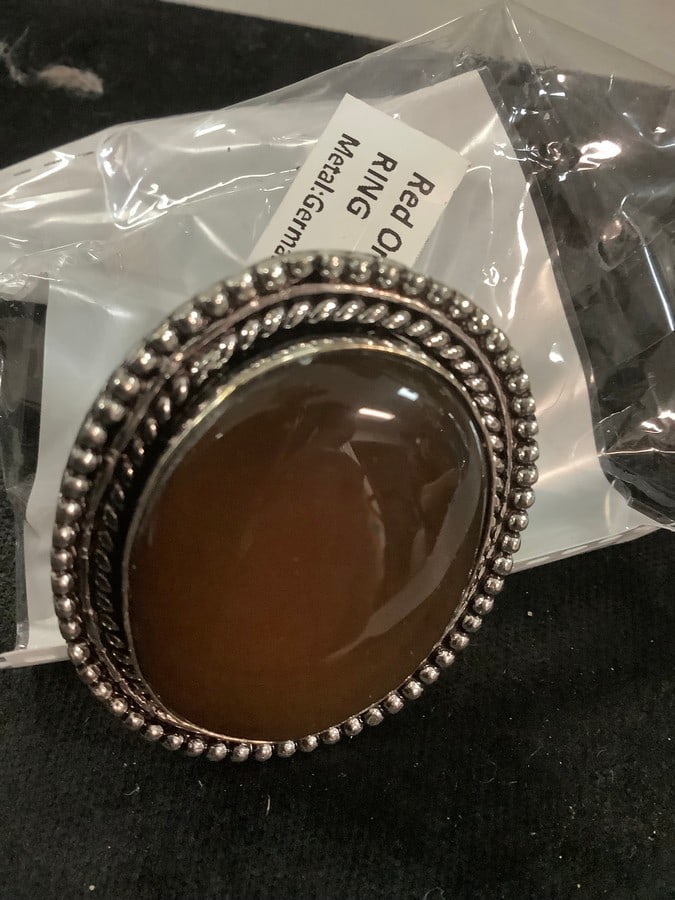 NEW german silver ring red onyx size 7 (1 of 1)