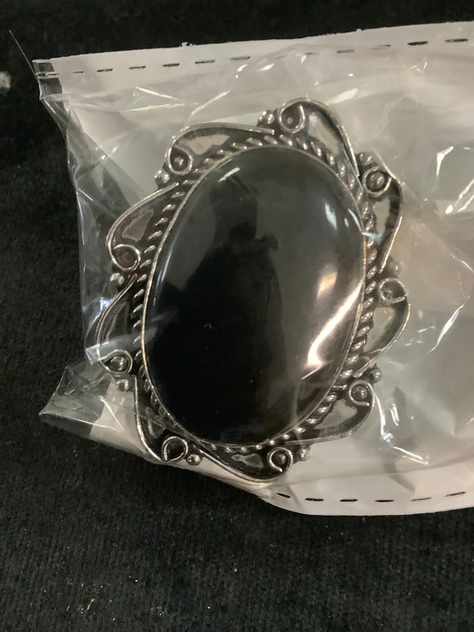 NEW german silver ring black onyx size 7 (1 of 1)