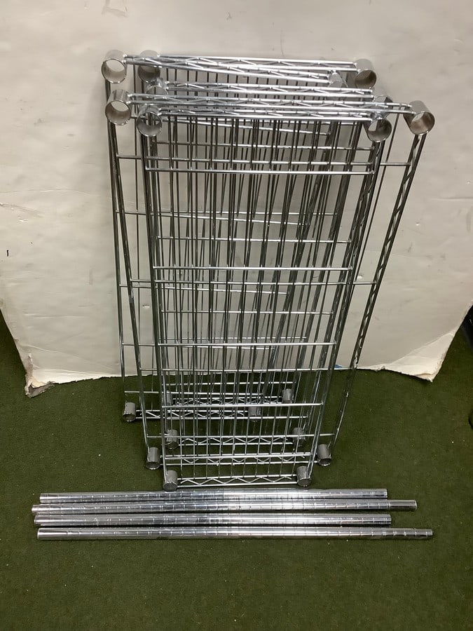 Silver metal rack (assembly required): Silver metal rack (assembly required)