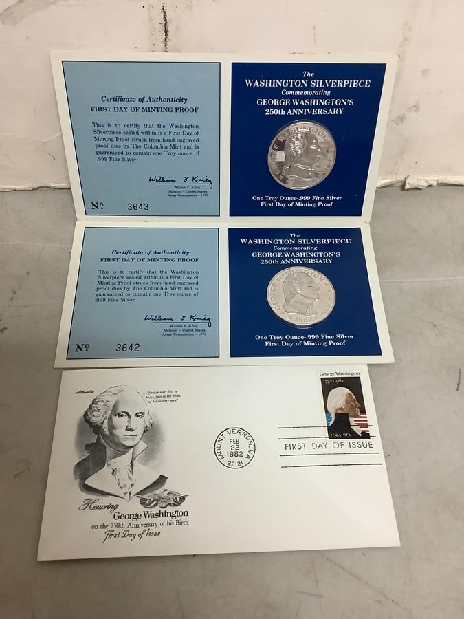 first day cover and 1 troy ounce-.999 silver first day of mint proofings: first day cover and 1 troy ounce-.999 silver first day of mint proofings