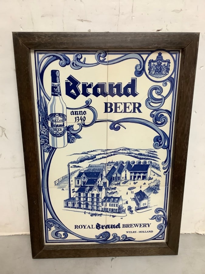 Framed Royal BRAND brewery tile sign 13.75x19.75: Framed Royal BRAND brewery tile sign 13.75x19.75