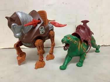 Vintage Mattel He-Man Motu Strider Horse & Battlecat Figures (1983)