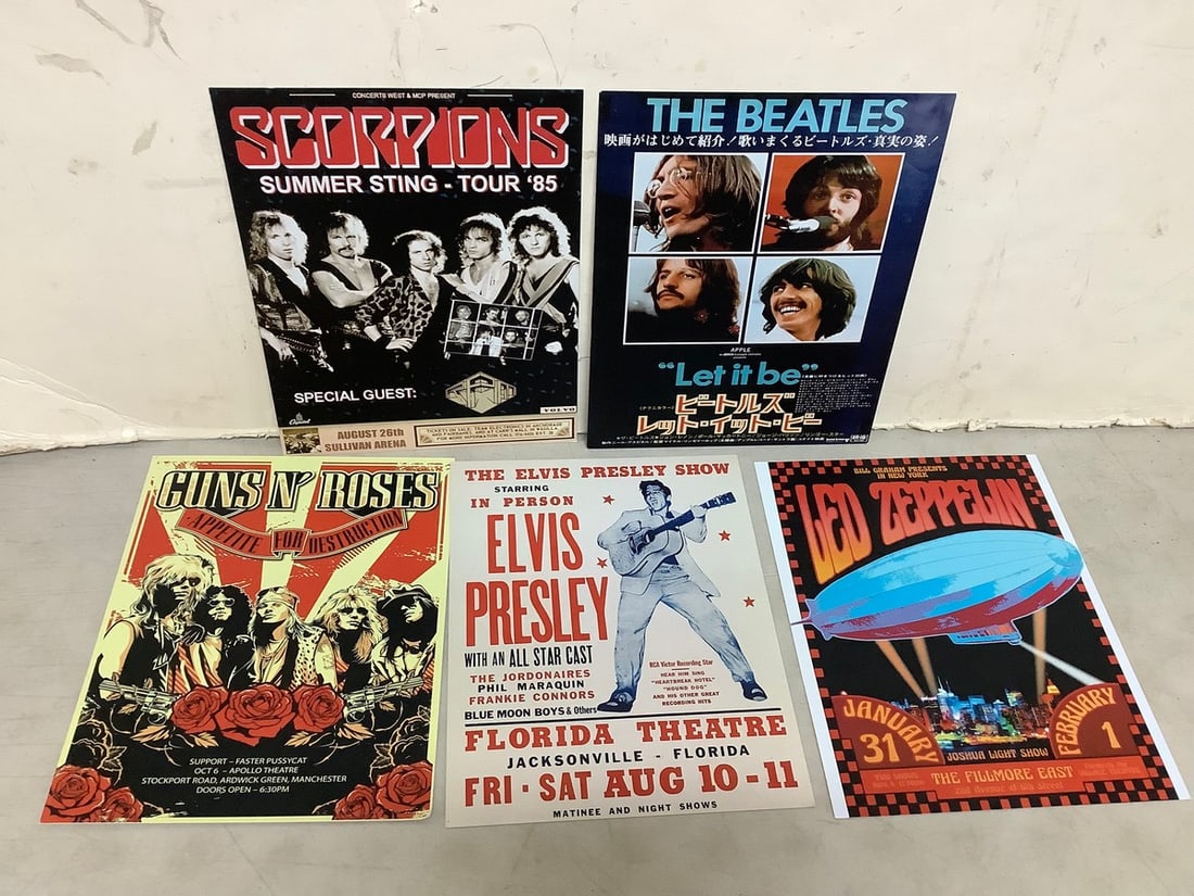 Rock Concert Repo Cardstock Poster Lot - Beatles, Zeppelin, Scorpions and more (8inx10in) (1 of 1)