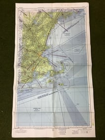 Vintage Original Boston Mass Sectional Aeronautical Chart - 1956 (24inx42in)