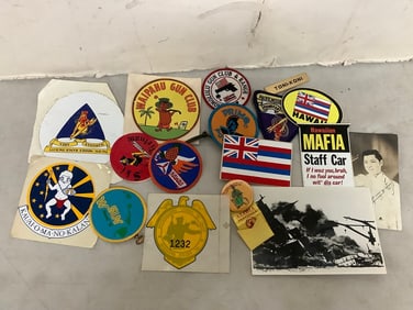Vintage Hawaii Lot - Pins, Patches, Decals and more