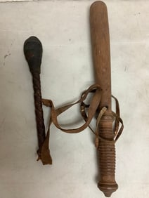 Vintage Police Night Stick (15.5in long) & Leaded Knockout Wand