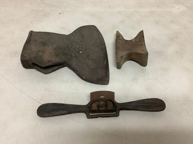Anvil, axehead, wood plane, and more