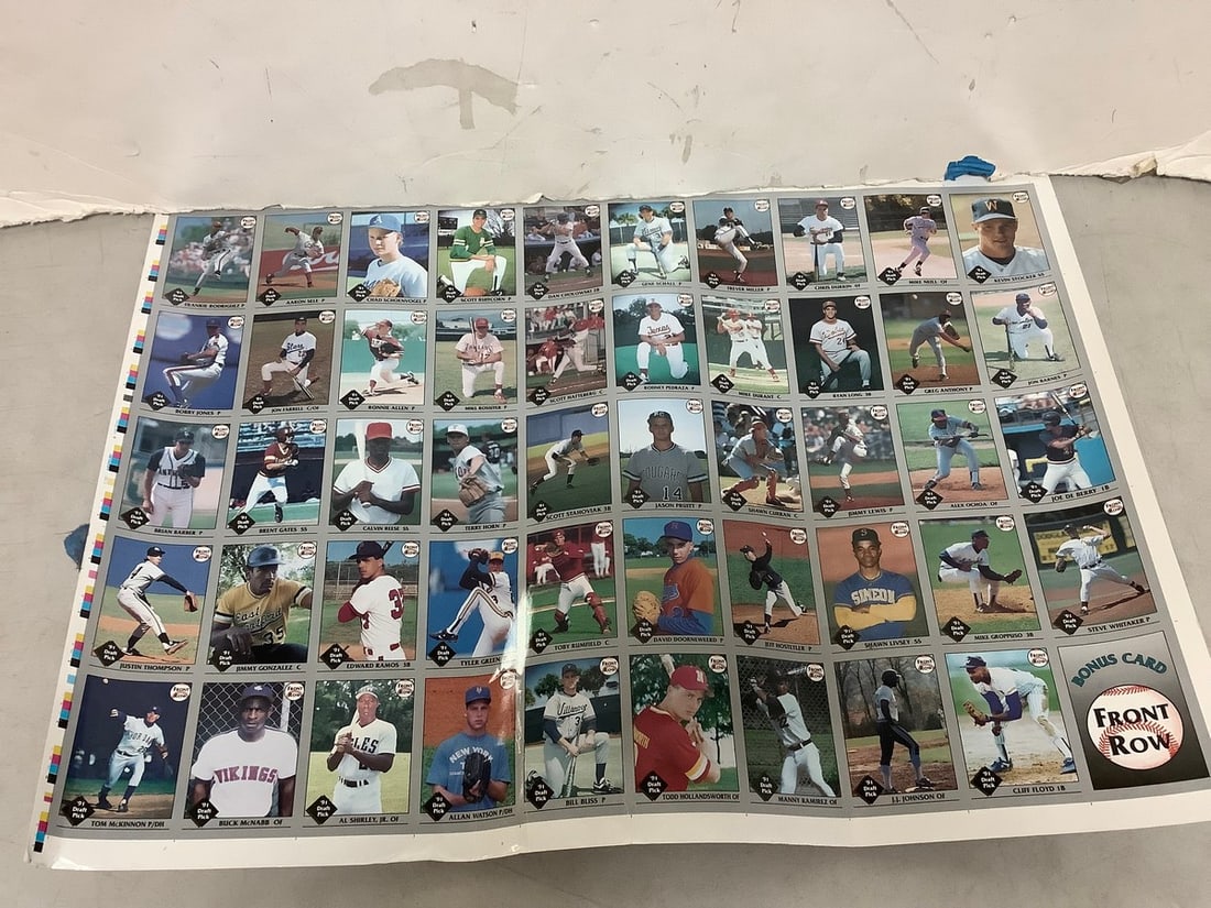 Bonus card front row 91' Draft pick cards poster(19in.x26in.) (1 of 1)