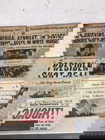 Vintage newspapers(New York Post, New York World Telegram, Herald Tribune)