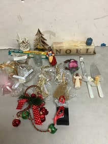Christmas decorations, ceramic nightlight, cake server set, and more(tallest 7in.)