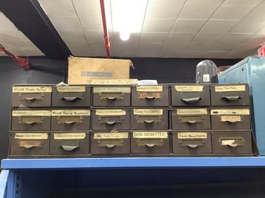 Vintage metal parts bin(some parts included)