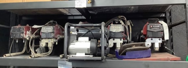 Air compressors and paint sprayers shelf lot