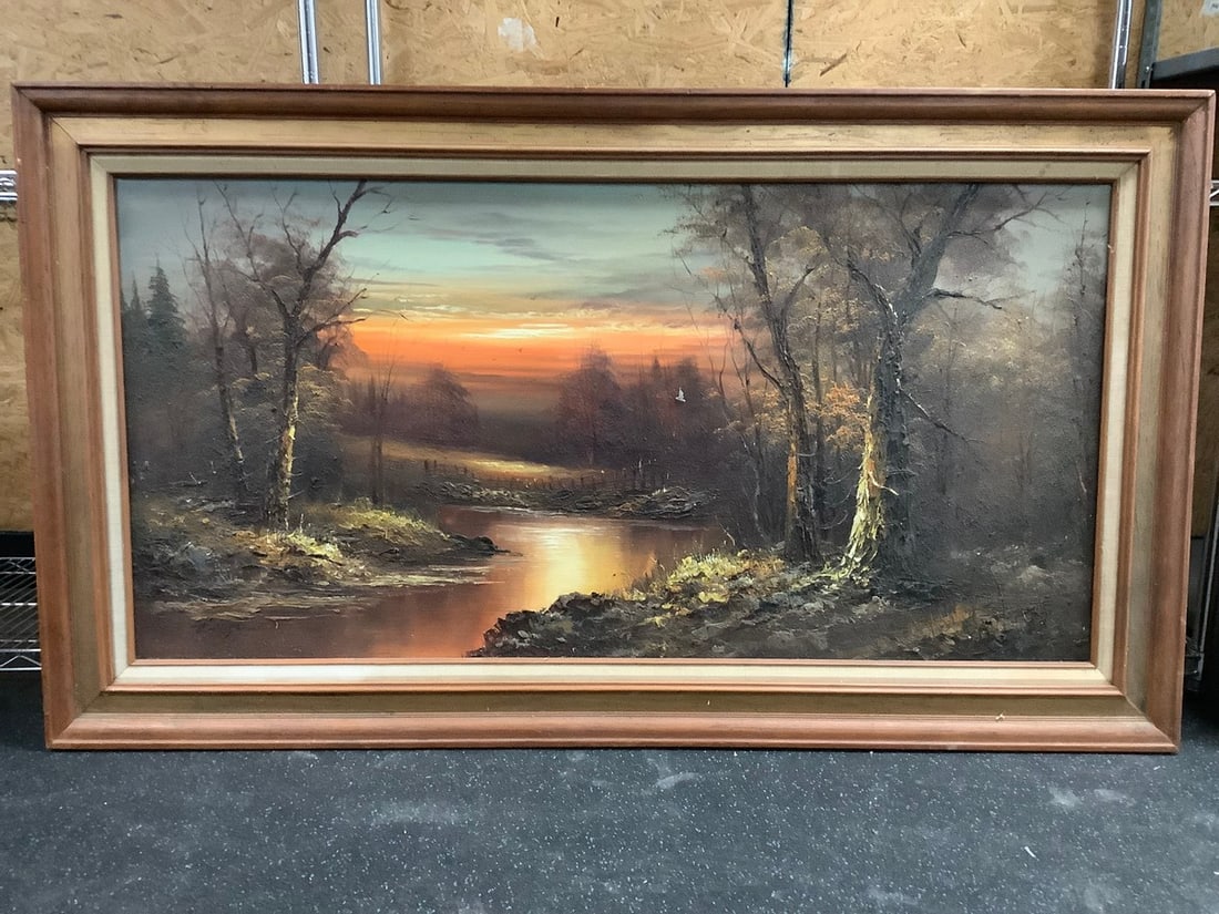 Framed Oil on Canvas Artwork (32inx56in) (1 of 1)