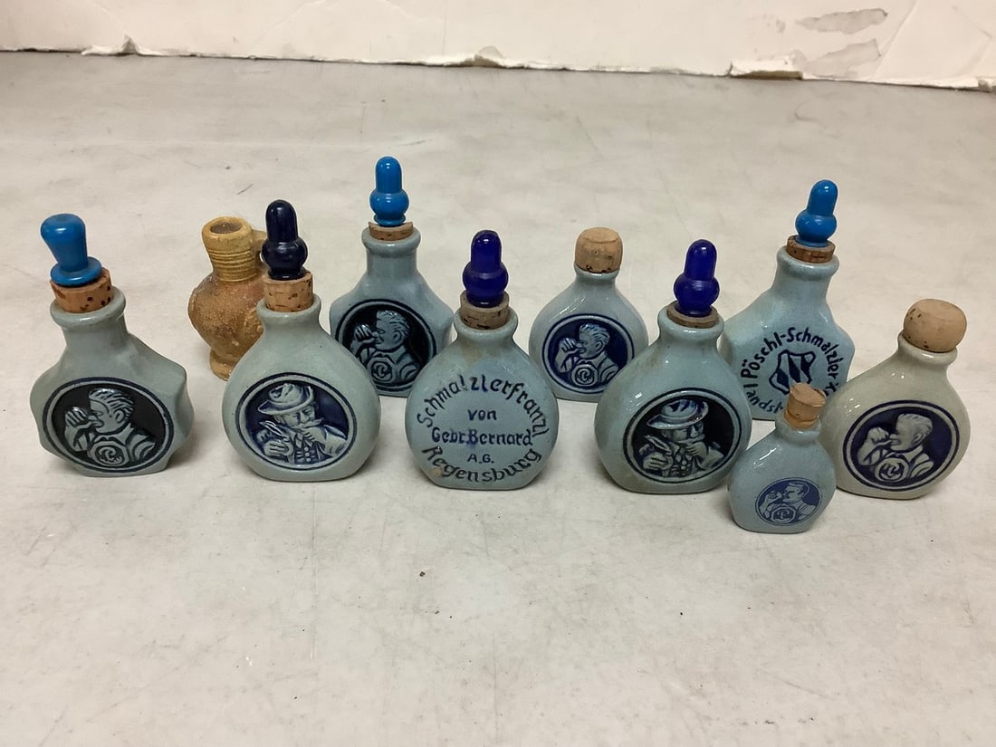Various German Ceramic Flask Bottles and more(Tallest - 3.5in) (1 of 1)