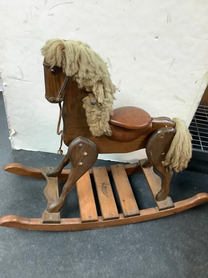 Vintage Wooden Pony Express Rocking Horse (37in Tall): Vintage Wooden Pony Express Rocking Horse (37in Tall)