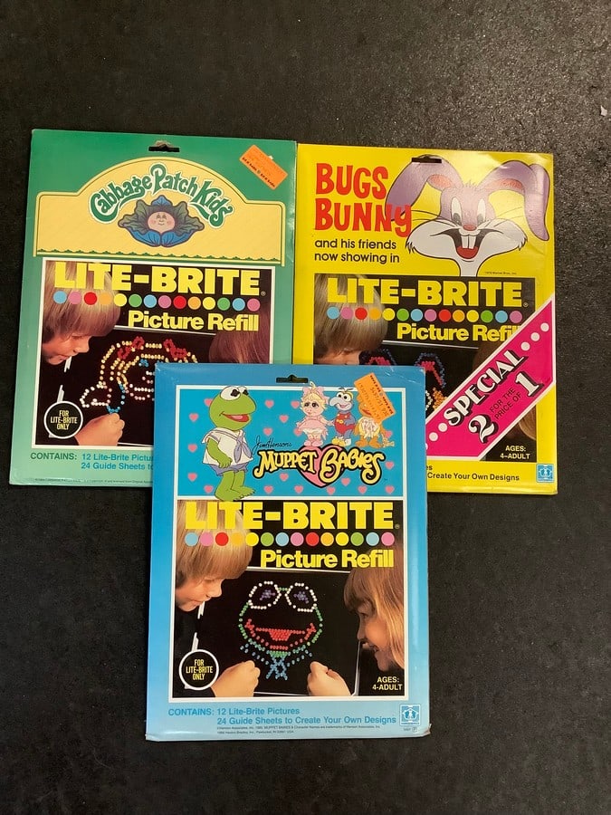 Lite-Brite picture refills(Cabbage Patch Kids, Bugs Bunny, Muppet Babies) (1 of 1)