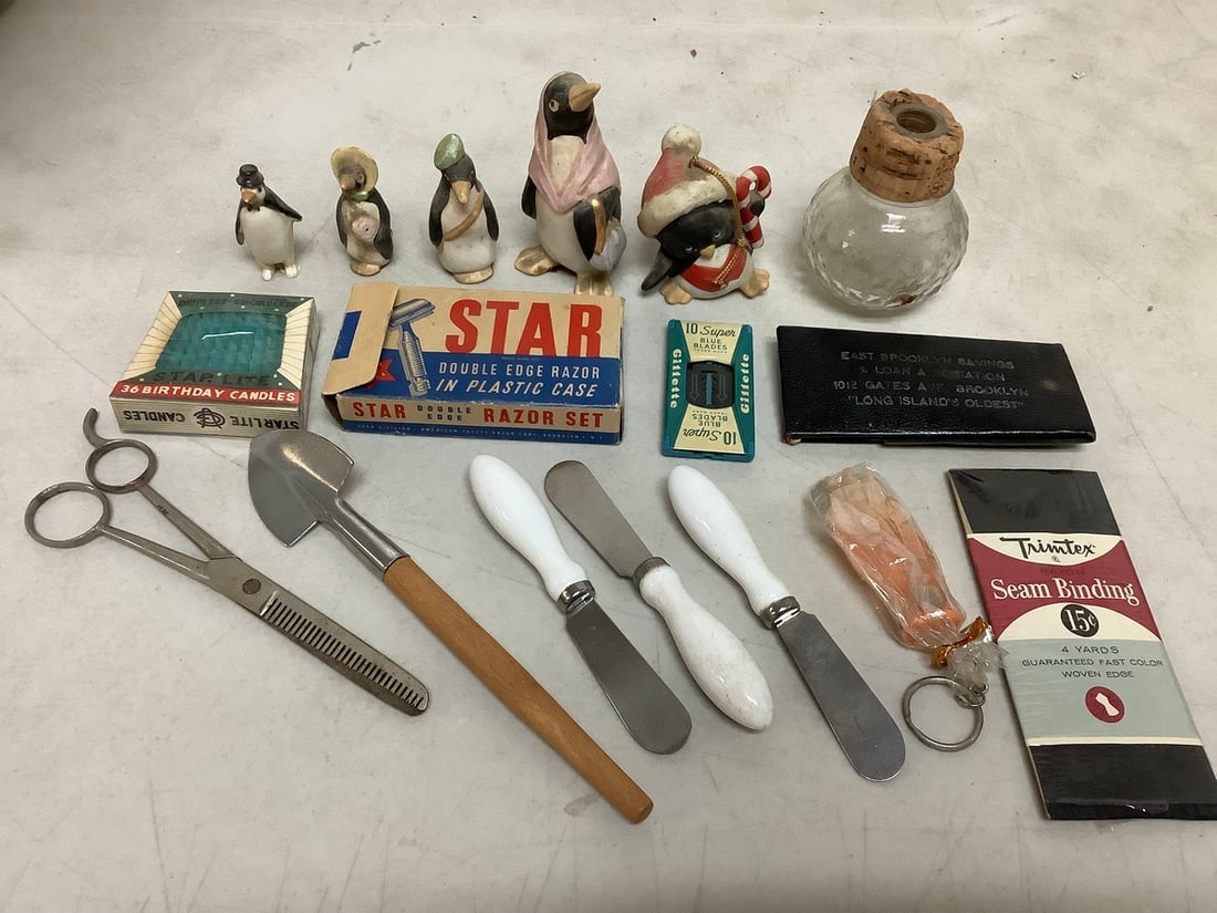 Ceramic statues(tallest 4in.), candles, Star double edge razor set, and more (1 of 1)