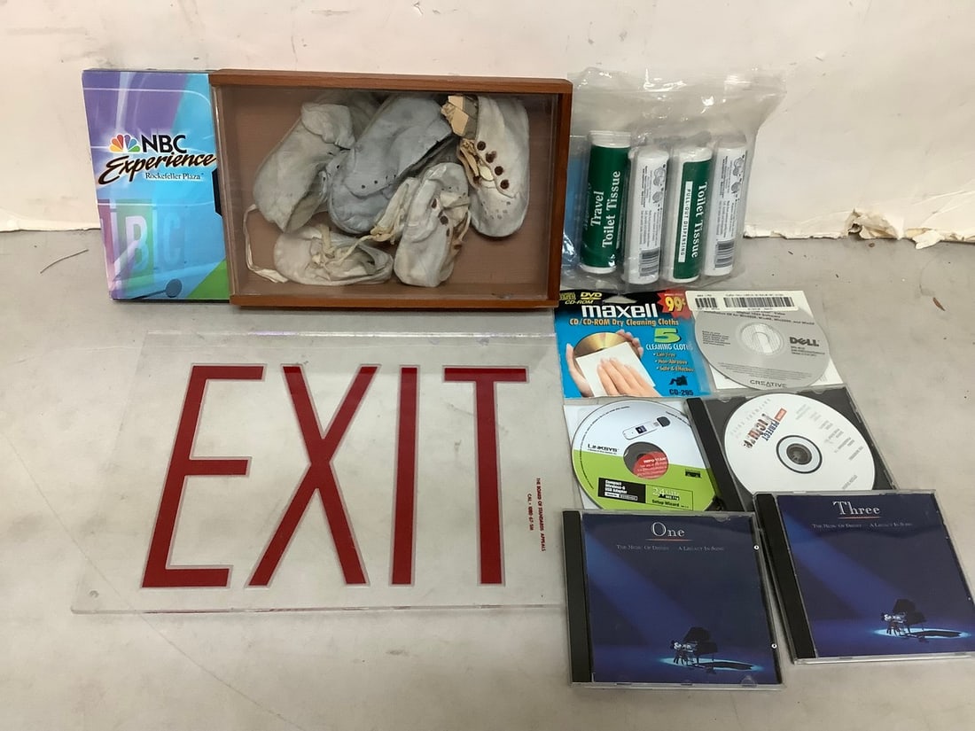 Exit sign(10in.x14in.), baby shoes, travel toilet tissue, and more: Exit sign(10in.x14in.), baby shoes, travel toilet tissue, and more