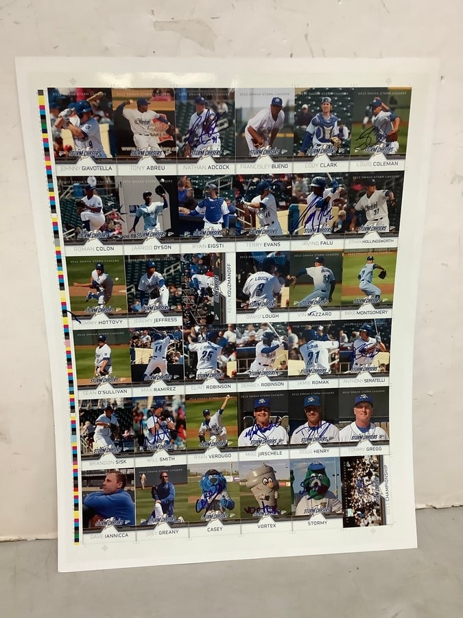 Storm Chasers 2011 Championship Baseball Cards Poster with some signatures(19inx25in): Storm Chasers 2011 Championship Baseball Cards Poster with some signatures(19inx25in)
