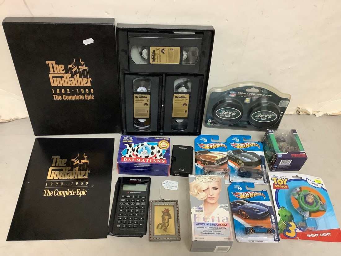 The Godfather VHS Tapes, Hotwheels Cars, Jets Team Logo Speakers, and more: The Godfather VHS Tapes, Hotwheels Cars, Jets Team Logo Speakers, and more