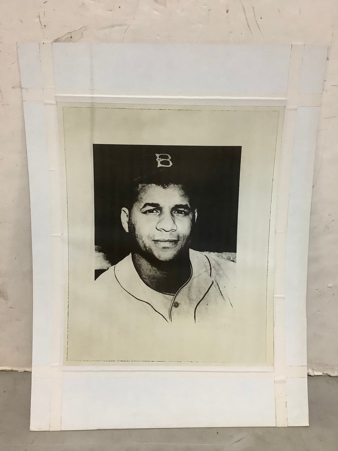 Roy Campanella black and white print on board(18in.x24in.): Roy Campanella black and white print on board(18in.x24in.)