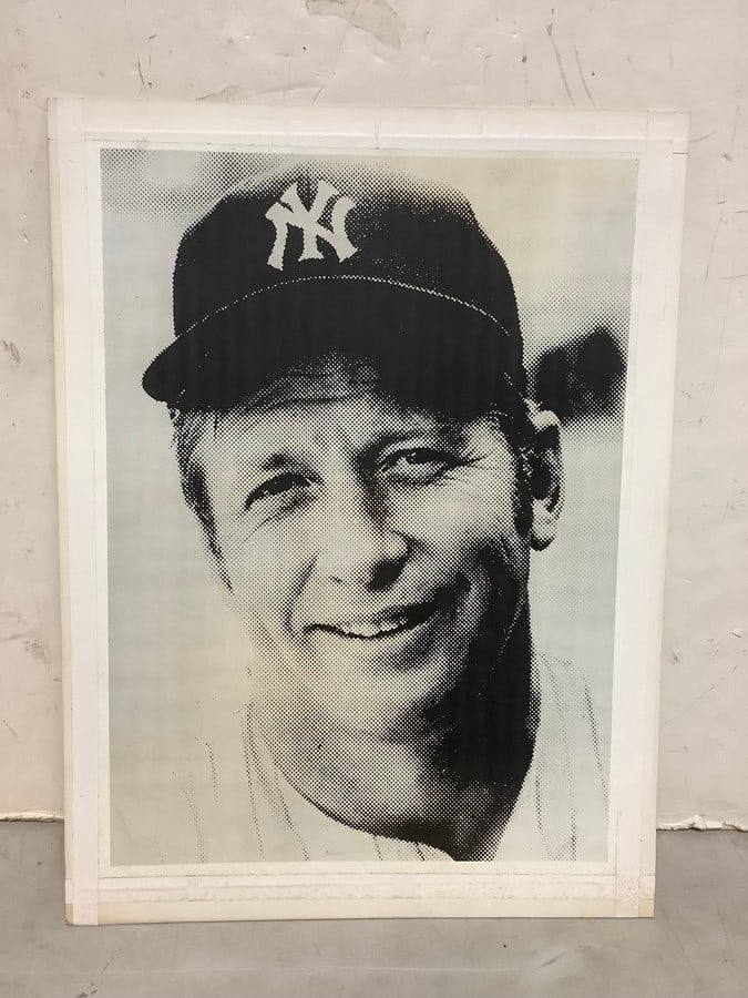 Mickey Mantle black and white print on board(18in.x24in.): Mickey Mantle black and white print on board(18in.x24in.)