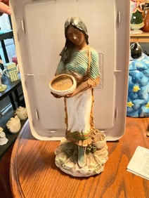 Vintage Native American Woman statue 13in