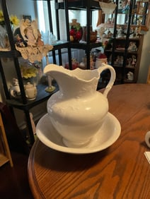 Vintage Hand Washing pitcher and bowl 12in