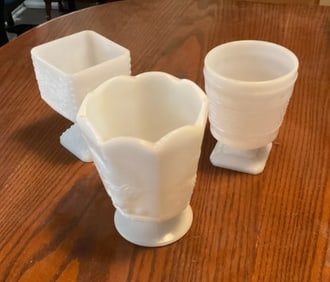 Lot of 3 napco milk glass vases