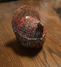 vintage ceramic turkey dish with lid 7in