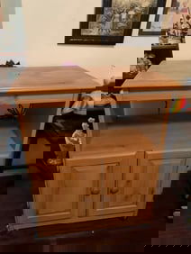 Wooden rolling cart no contents 34x27x17