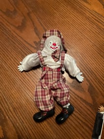 Vintage porcelin clown doll 11in