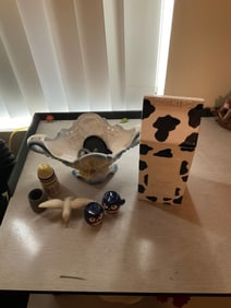 Lot of salt and pepper shakers and more