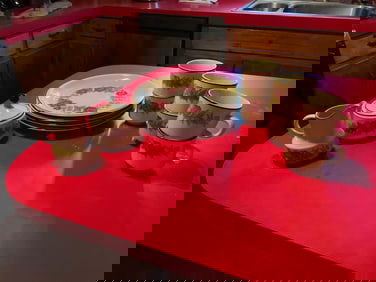 set of Plum Rose Stonewear made in Japan