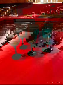 lot of 6 jupiter green drinking glasses, each stand 8" tall