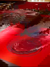 lot of 2 large glass serving dishes; largest is 18" long