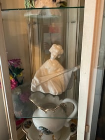 white cermaic gerisha figruine 8" tall