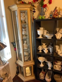 mcm glass and wooden lgihted china corner cabinet