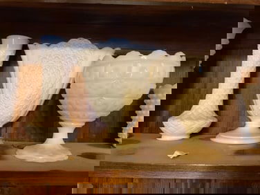 lot of milk glass vases tallest is 9" tall