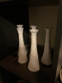 set of 4 milk glass candle holders