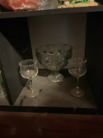 lot of serving dish glasswear and glasses