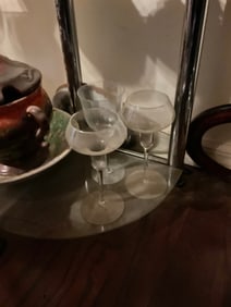 set of three clear glass glasses