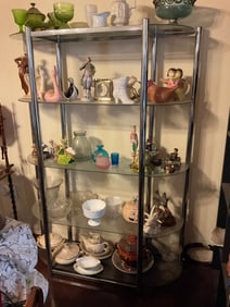large clear glass shelving display unit 69x49x12